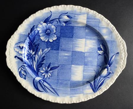 Trellis Blue 12" Oval Serving Platter