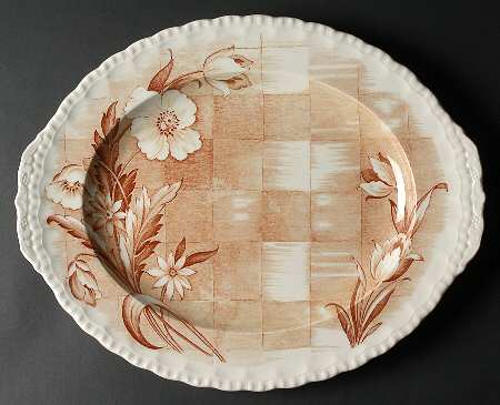 Trellis Brown 16" Oval Serving Platter