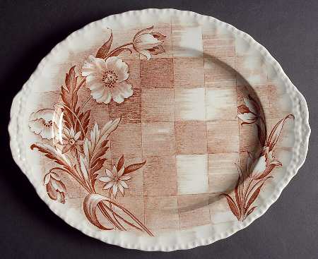 Trellis Brown 12" Oval Serving Platter