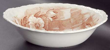 Trellis Brown 10" Oval Vegetable Bowl