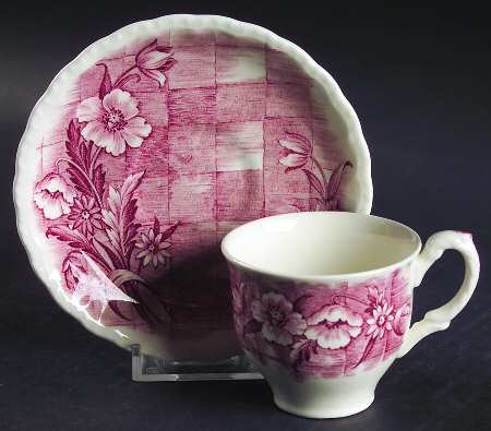 Trellis Pink Footed Demitasse Cup & Saucer Set
