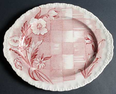 Trellis Pink 14" Oval Serving Platter