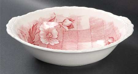 Trellis Pink 9" Oval Vegetable Bowl