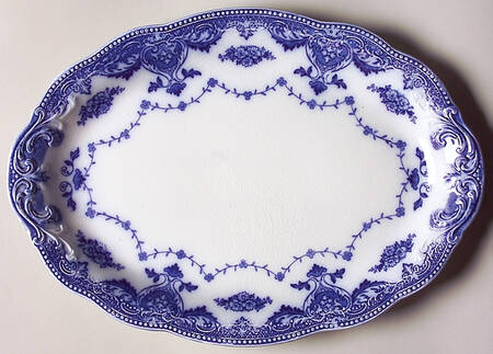 Waverly (Flow Blue) 10" Oval Serving Platter