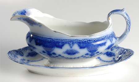 Waverly (Flow Blue) Gravy Boat & Underplate