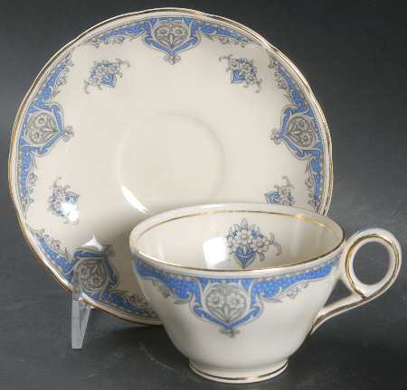 Windsor (Blue Border) Flat Cup & Saucer Set