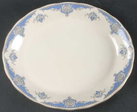 Windsor (Blue Border) 12" Oval Serving Platter