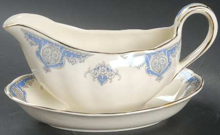 Windsor (Blue Border) Gravy Boat & Underplate/Relish