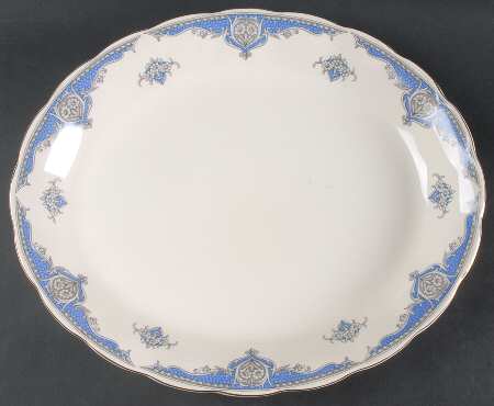 Windsor (Blue Border) 16" Oval Serving Platter