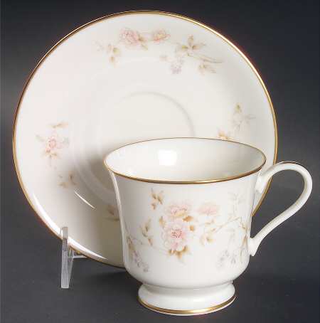 Ashen Rose Footed Cup & Saucer Set by Gorham