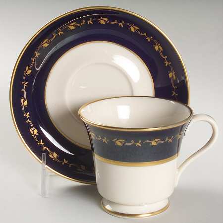 Baronial Cobalt Blue Footed Cup & Saucer Set by Gorham