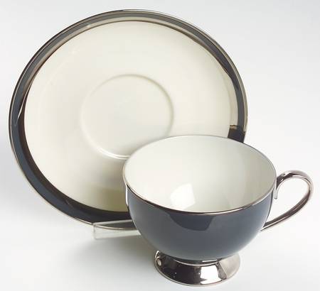 Black Contessa Footed Cup & Saucer Set by Gorham