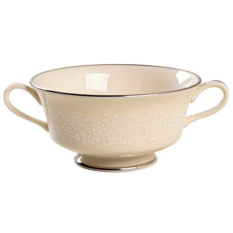 Bridal Bouquet Footed Cream Soup Bowl