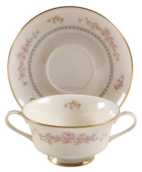Camellia Footed Cream Soup Bowl & Saucer Set