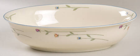 Country Flowers Cream 10" Oval Vegetable Bowl