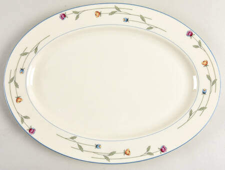 Country Flowers Cream 14" Oval Serving Platter