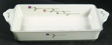 Country Flowers Cream 13"  Rectangular Baker