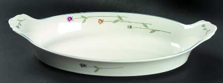 Country Flowers Cream Small Oval Oven-to-Table Baker