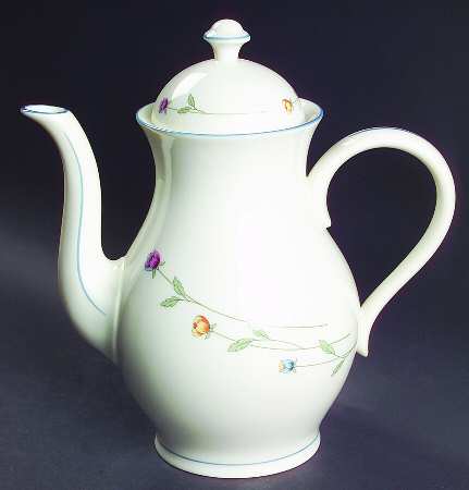 Country Flowers Cream Coffee Pot & Lid