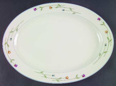 Country Flowers Cream 16" Oval Serving Platter
