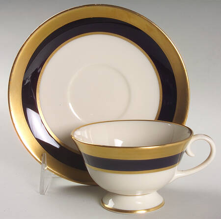 Cobalt Gold Footed Cup & Saucer Set