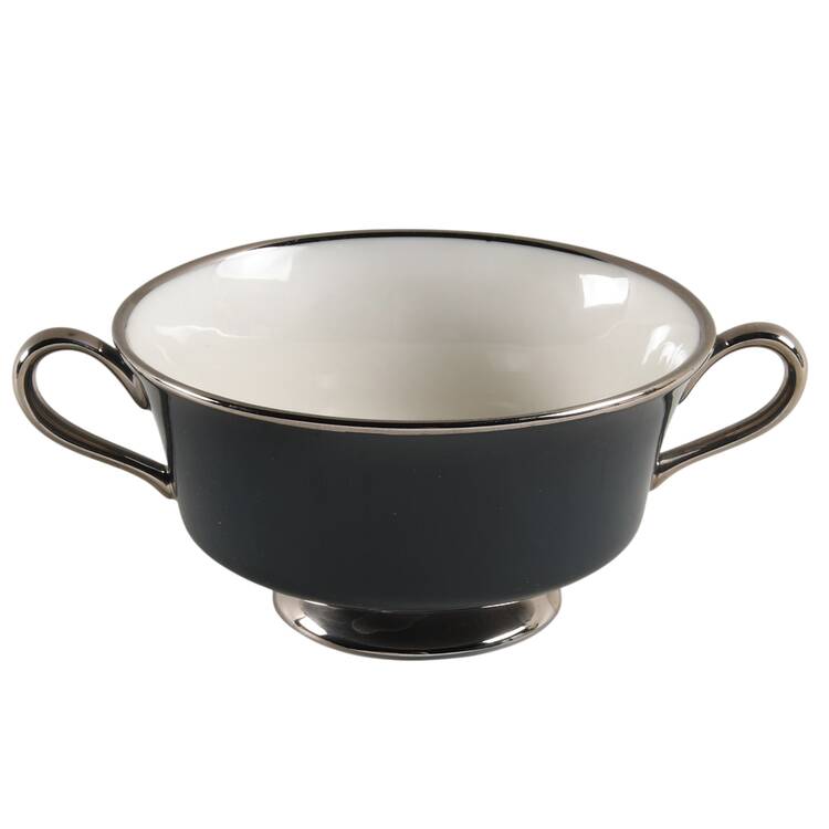 Contessa Black Footed Cream Soup Bowl by Gorham