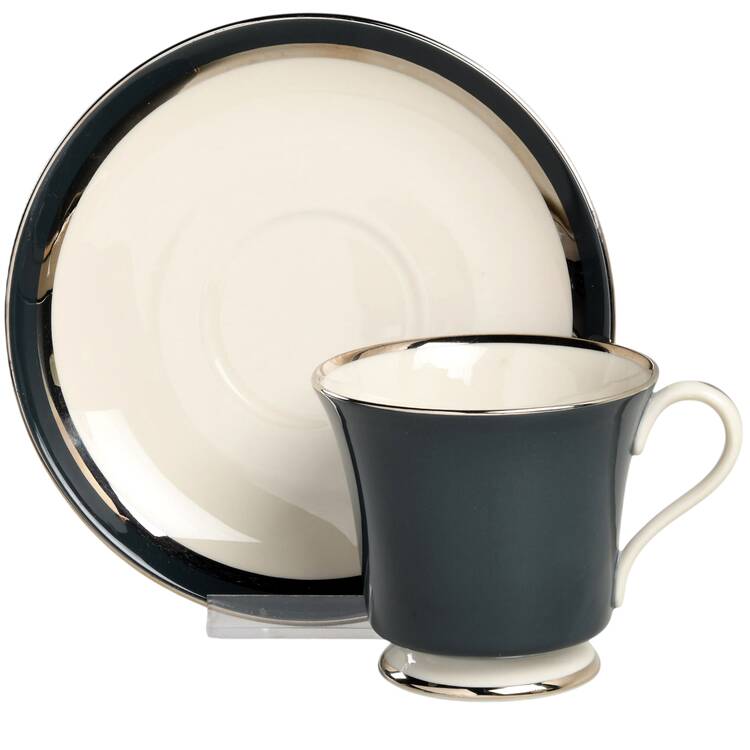 Contessa Black Footed Cup & Saucer Set by Gorham