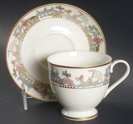 East Wind (Gold) Footed Cup & Saucer Set by Gorham