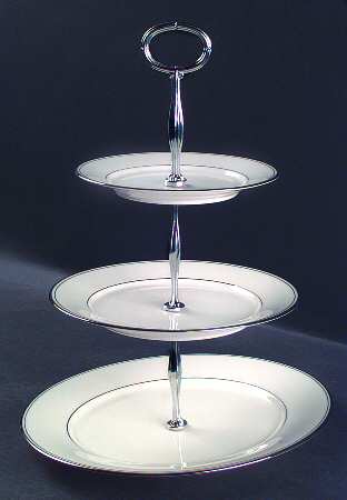 Elegance Platinum 13 7/8"-14 1/4" 3-Tiered Serving Tray(DP,SP,BB) HC