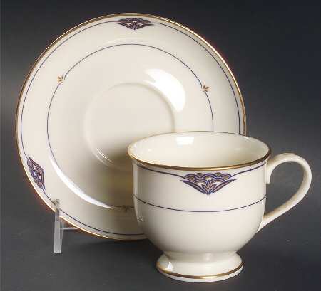 Florentine Lapis Footed Cup & Saucer Set