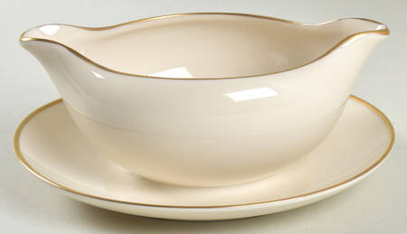 Gorham Gold (Rim) Gravy Boat with Attached Underplate