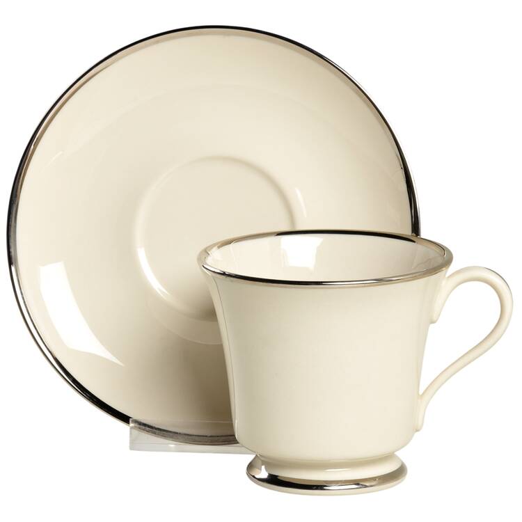 Gorham Platinum (Rim) Footed Cup & Saucer Set by Gorham