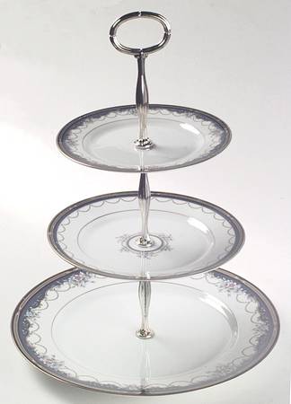 Golden Ribbon Edge 13 7/8"-14 1/4" 3-Tiered Serving Tray(DP,SP,BB) HC