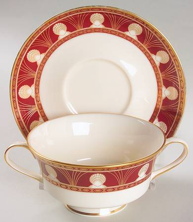 Halena Footed Cream Soup Bowl & Saucer Set