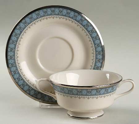 Kingsbury Footed Cream Soup Bowl & Saucer Set