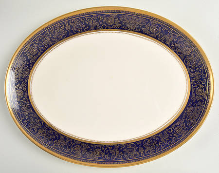 Lorenzo De Medici (Cobalt with Gold) 13" Oval Serving Platter