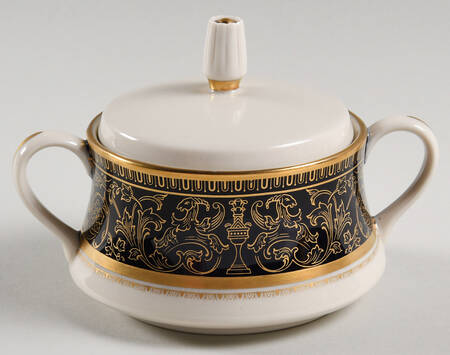 Lorenzo De Medici (Cobalt with Gold) Sugar Bowl & Lid