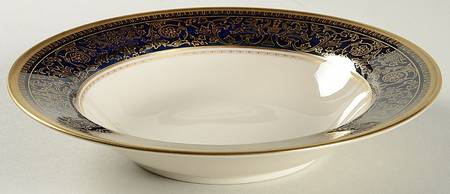 Lorenzo De Medici (Cobalt with Gold) Rim Soup Bowl