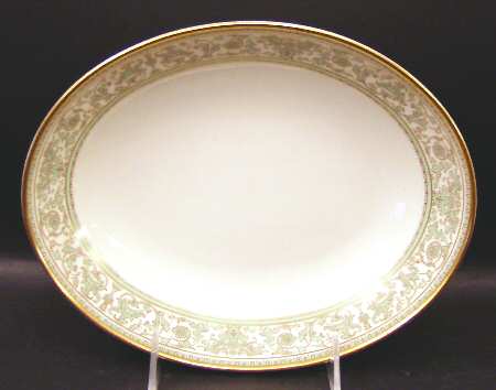 Lorenzo de Medici (Green-Blue with Gold) 9" Oval Vegetable Bowl
