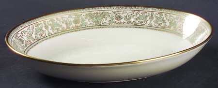 Lorenzo de Medici (Green-Blue with Gold) 9" Oval Vegetable Bowl