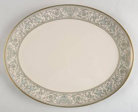 Lorenzo de Medici (Green-Blue with Gold) 15" Oval Serving Platter