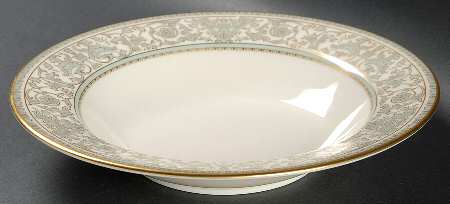 Lorenzo de Medici (Green-Blue with Gold) Rim Soup Bowl