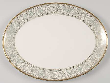 Lorenzo de Medici (Green-Blue with Gold) 13" Oval Serving Platter