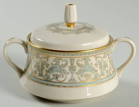 Lorenzo de Medici (Green-Blue with Gold) Sugar Bowl & Lid