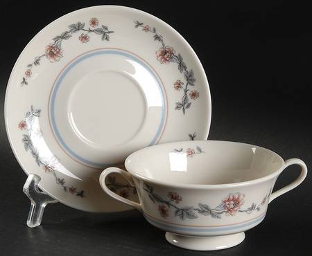 Longwood Footed Cream Soup Bowl & Saucer Set