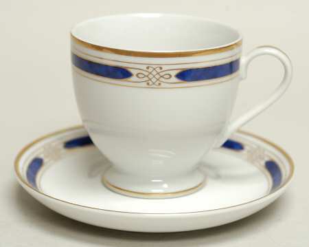 Regalia Court Lapis Footed Cup & Saucer Set by Gorham