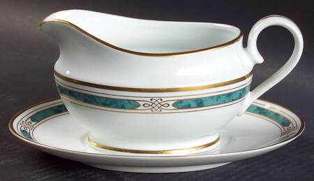 Regalia Court Teal Gravy Boat & Underplate by Gorham