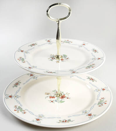 Ribbon Edge 6 5/8"-10"  2 Tiered Serving Tray (Dp, Sp) HC