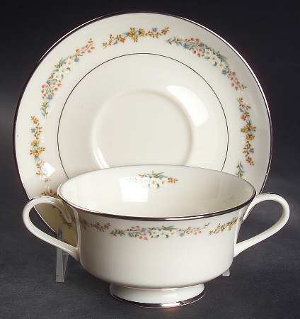 Rondelle Footed Cream Soup Bowl & Saucer Set