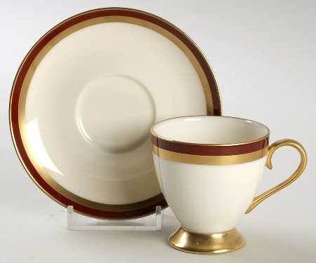 Ruby Contessa Footed Demitasse Cup & Saucer Set